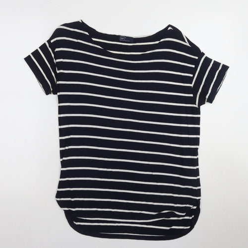 GAP Women's Black Striped T-Shirt M Basic Casual