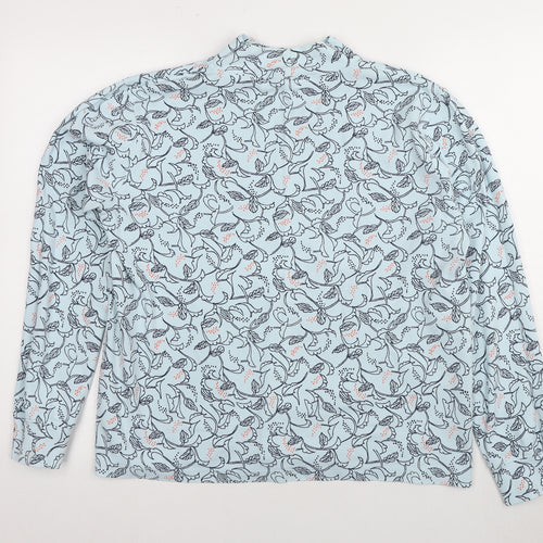 Lands' End Women's Blue Floral Mock Neck T-Shirt, Size M