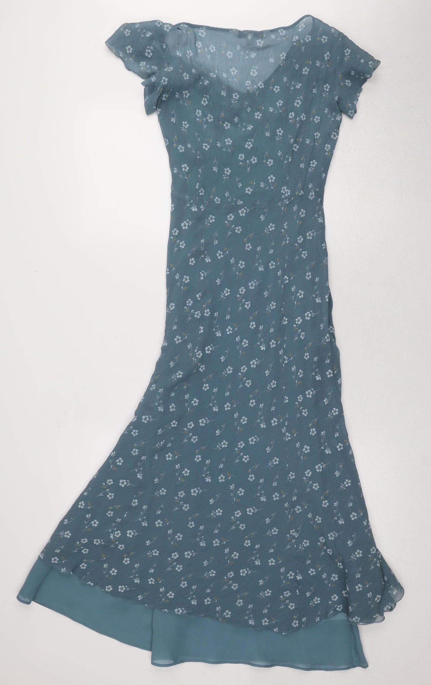 Laura Ashley Women's Blue Floral Midi Dress Size 10