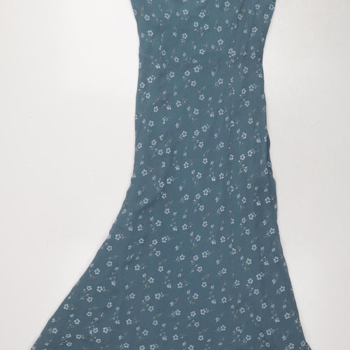 Laura Ashley Women's Blue Floral Midi Dress Size 10