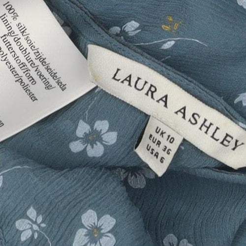 Laura Ashley Women's Blue Floral Midi Dress Size 10