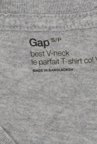 Gap Grey V-Neck Men's Cotton T-Shirt, Size S