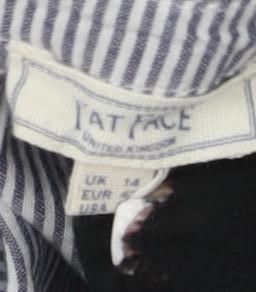Fat Face Women's White Embroidered Blouse UK 14, V-Neck