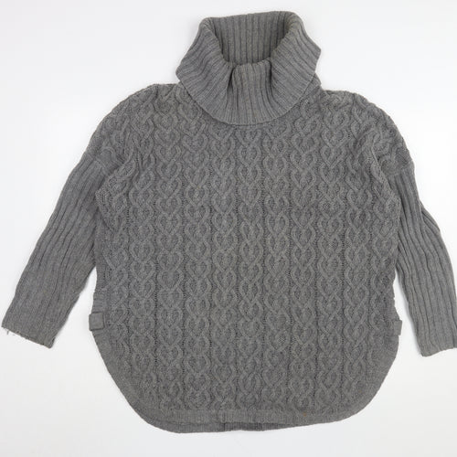Aphorism Women's Grey Roll Neck Cable-Knit Pullover Jumper M