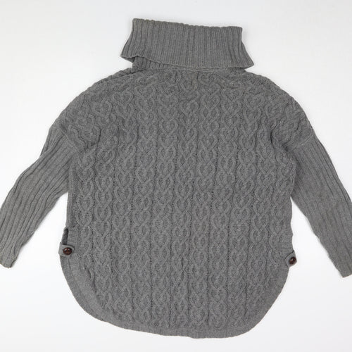 Aphorism Women's Grey Roll Neck Cable-Knit Pullover Jumper M