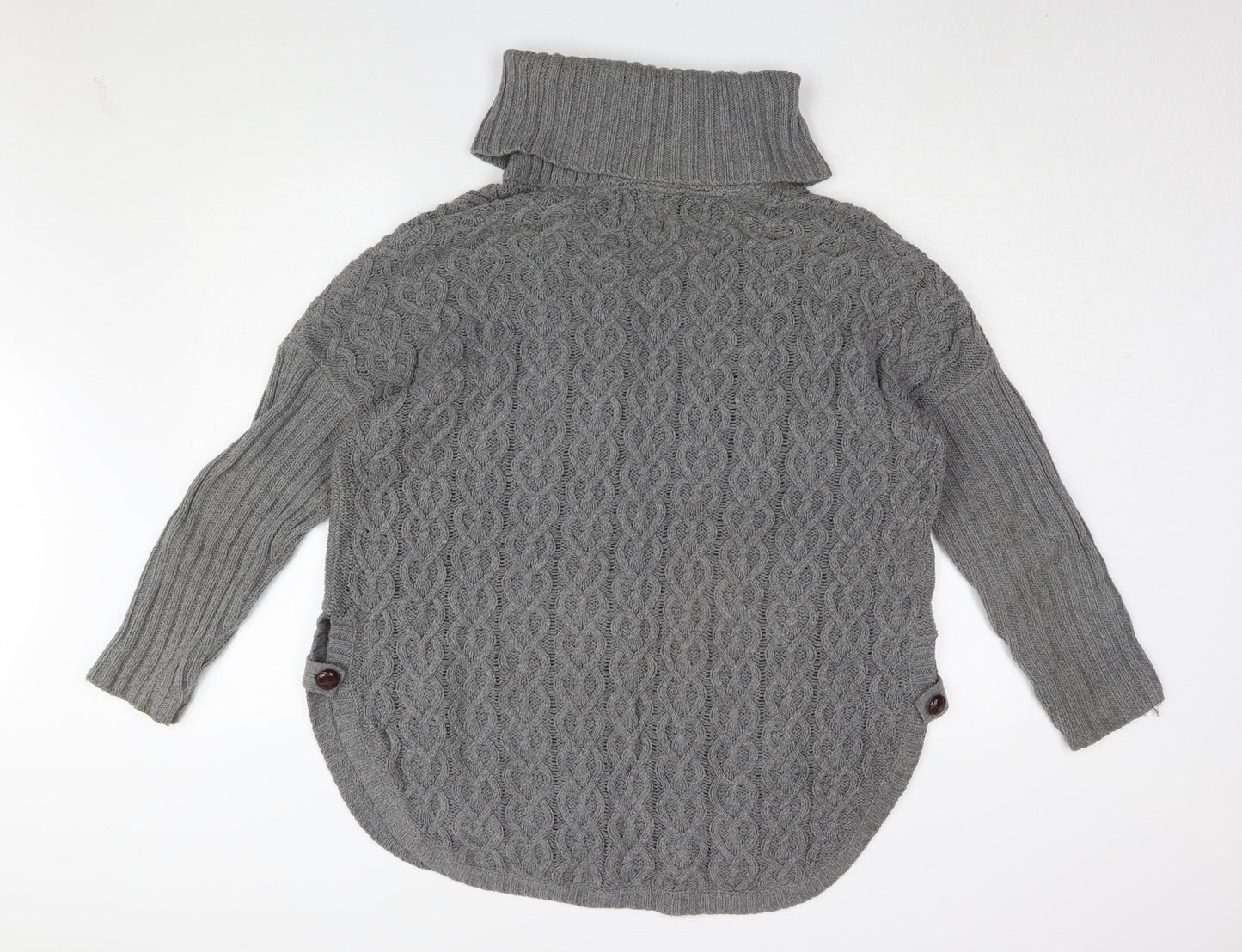 Aphorism Women's Grey Roll Neck Cable-Knit Pullover Jumper M