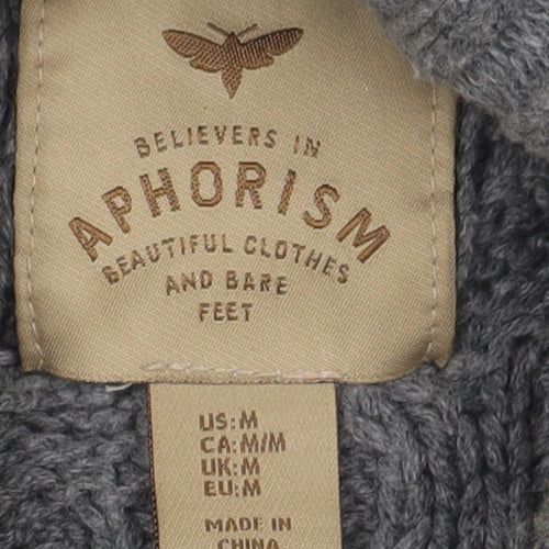 Aphorism Women's Grey Roll Neck Cable-Knit Pullover Jumper M