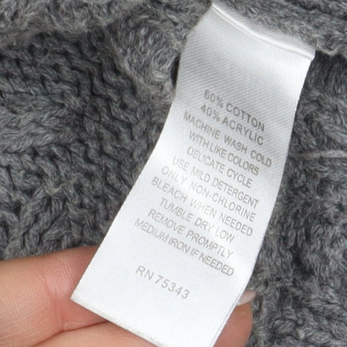 Aphorism Women's Grey Roll Neck Cable-Knit Pullover Jumper M