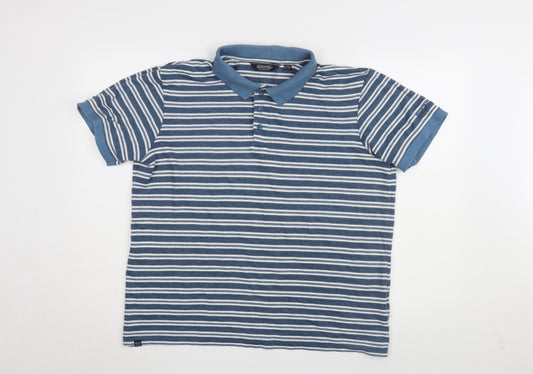 Regatta Men's Blue Striped XL Polo Shirt