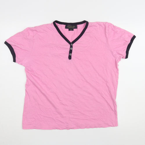 Twisted Soul Women's Pink Henley Ringer T-Shirt - L