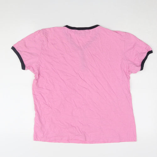 Twisted Soul Women's Pink Henley Ringer T-Shirt - L