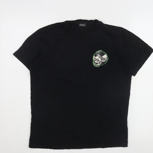 Diesel Black Unisex T-Shirt, S, Casual Crew Neck Cotton