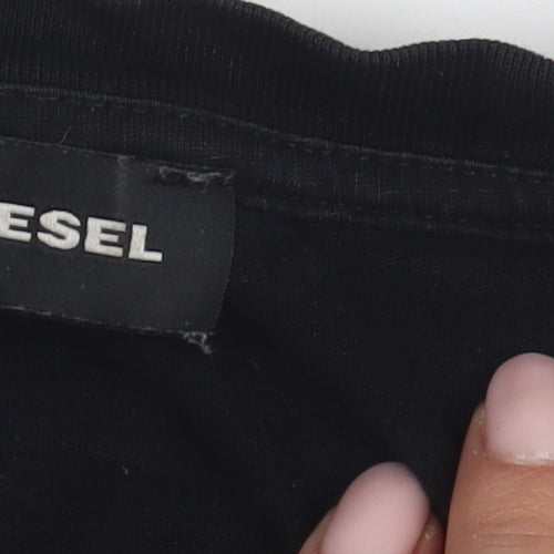 Diesel Black Unisex T-Shirt, S, Casual Crew Neck Cotton