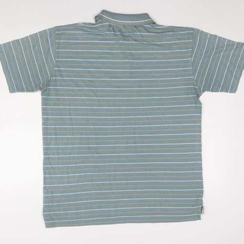 EWM Men's Blue Striped Polo Shirt, Size L, Short Sleeve