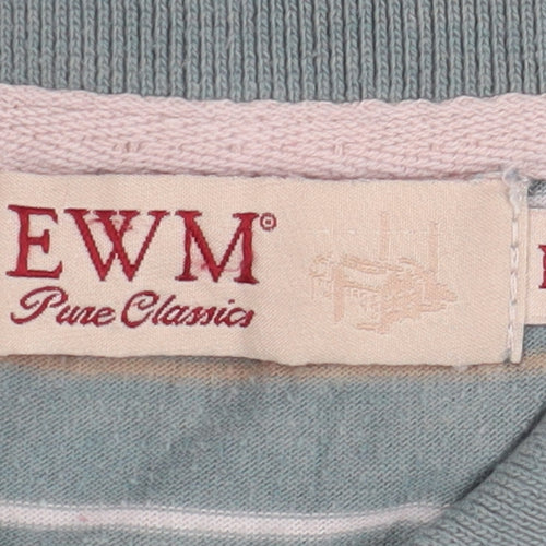 EWM Men's Blue Striped Polo Shirt, Size L, Short Sleeve