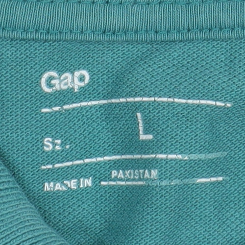 Gap Men's Green Polo Shirt Large Short Sleeve Cotton