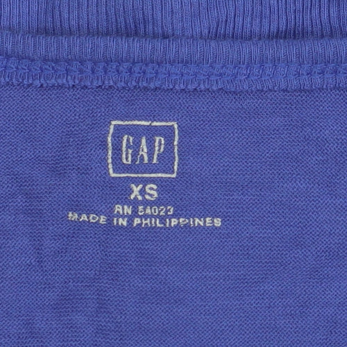 GAP Women's Blue XS Button-Up V-Neck Top