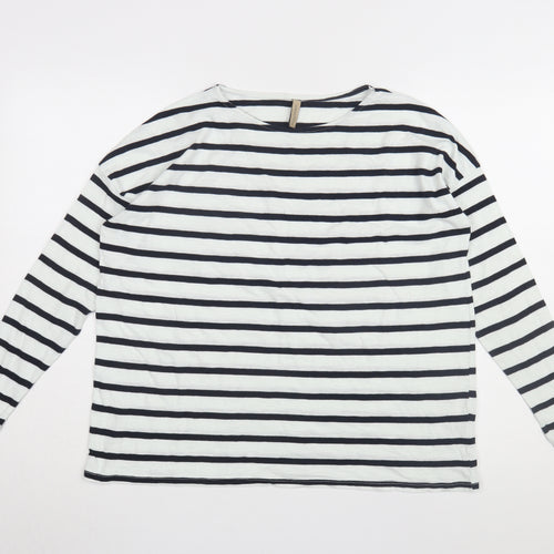 Soyaconcept Women's Black Striped Boat Neck T-Shirt S