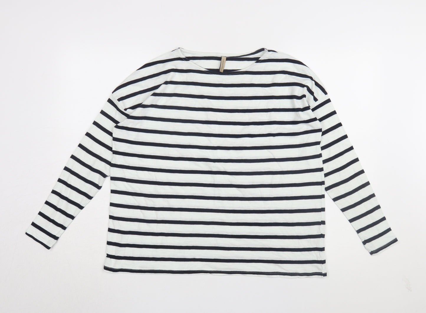 Soyaconcept Women's Black Striped Boat Neck T-Shirt S