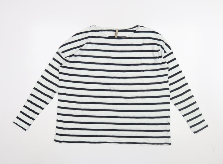 Soyaconcept Women's Black Striped Boat Neck T-Shirt S