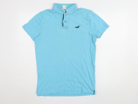 Hollister Men's Blue Polo Shirt S Collared Casual