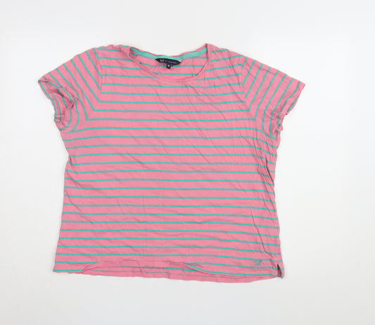 Crew Clothing Women's Pink Striped T-Shirt Size 16