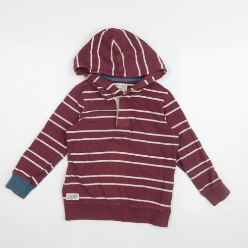 Joules Boys Wine Striped Henley Hoodie, Size 8 Years
