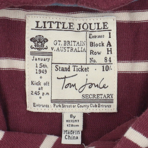Joules Boys Wine Striped Henley Hoodie, Size 8 Years