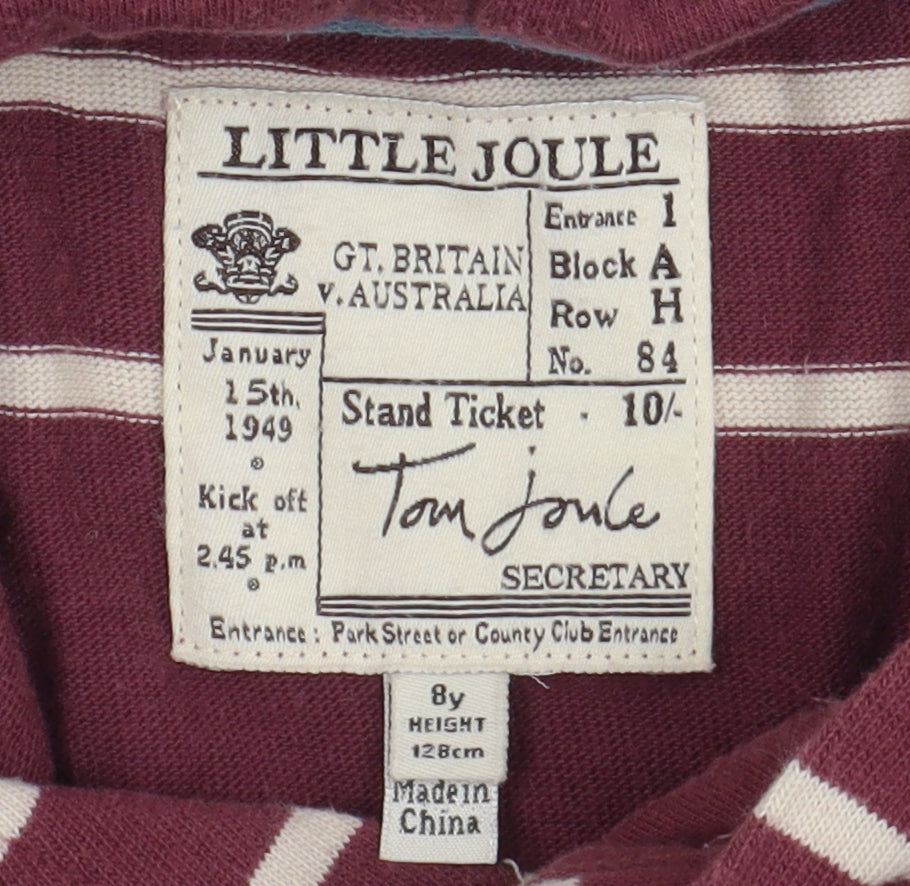 Joules Boys Wine Striped Henley Hoodie, Size 8 Years