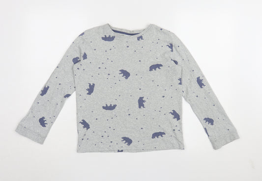 The Little White Company Boys Grey Animal Print Long Sleeve T-Shirt