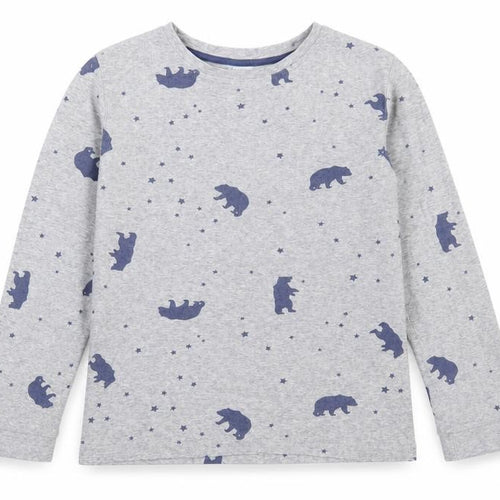 The Little White Company Boys Grey Animal Print Long Sleeve T-Shirt
