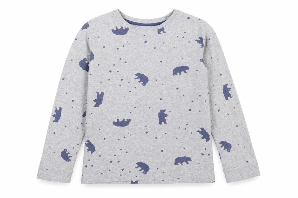 The Little White Company Boys Grey Animal Print Long Sleeve T-Shirt