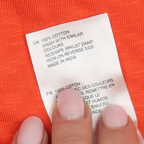 White Stuff Women's Orange Cotton Boat Neck Tee Size 6