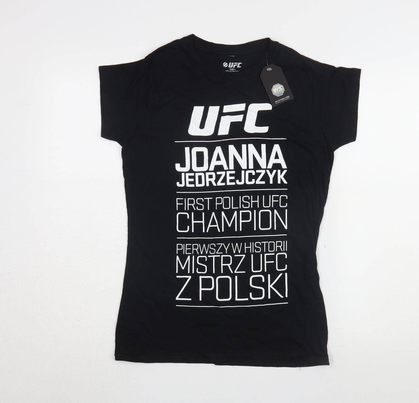 UFC Unisex Black Jersey T-Shirt L Crew Neck