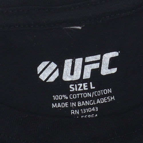 UFC Unisex Black Jersey T-Shirt L Crew Neck