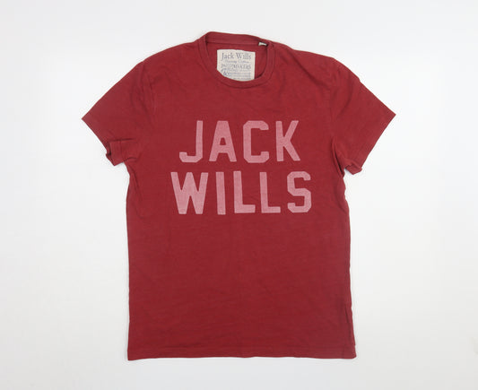 Jack Wills Men's Red Graphic Print T-Shirt S