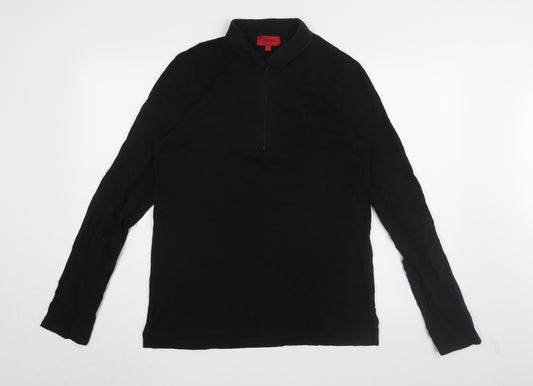 Hugo Boss Black Collared Long Sleeve T-Shirt, Men's Large