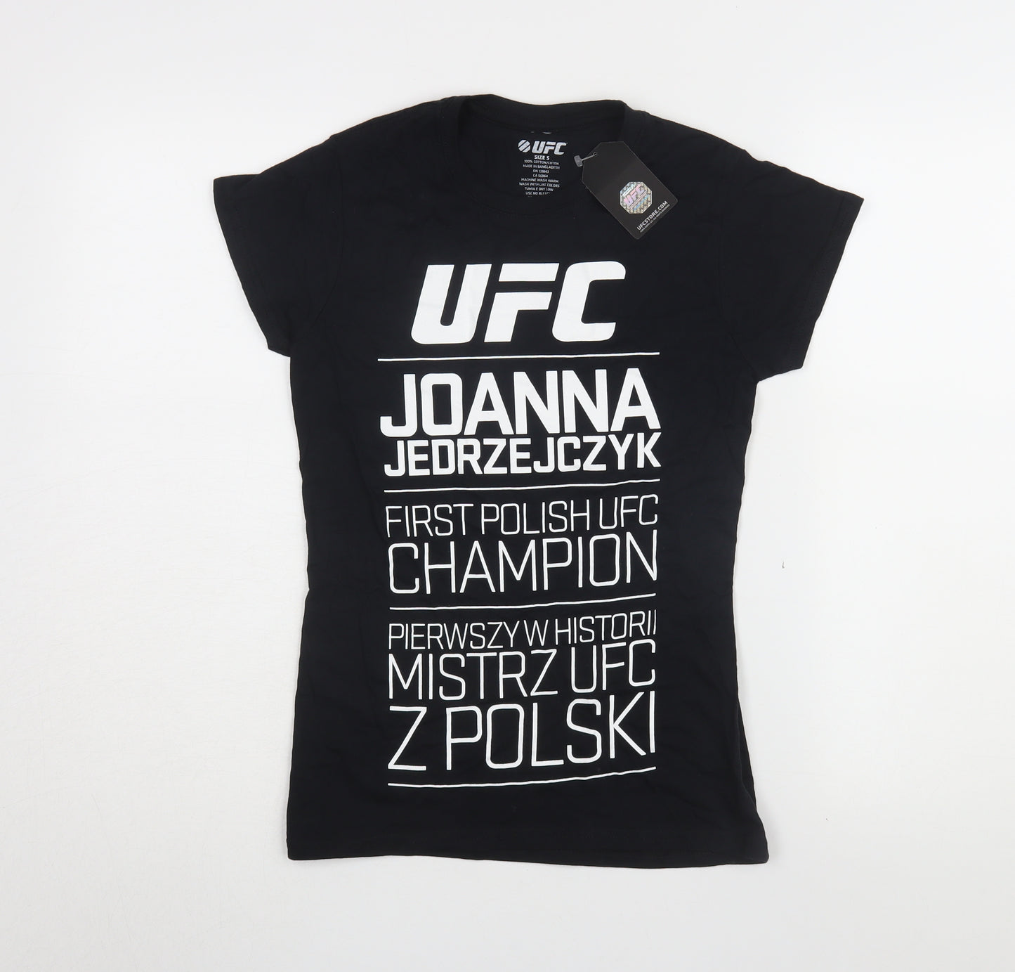 UFC Unisex Black T-Shirt, Size S, Casual Crew Neck