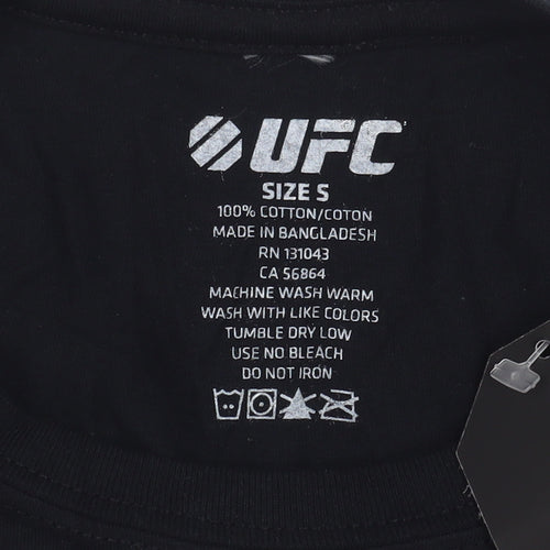 UFC Unisex Black T-Shirt, Size S, Casual Crew Neck