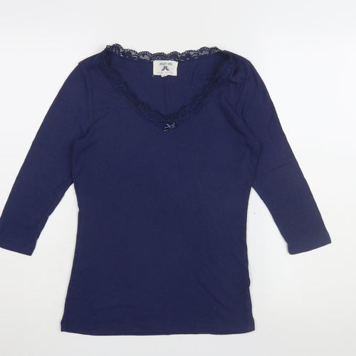 Night Owl Women's Blue Nightshirt M Lace V-Neck
