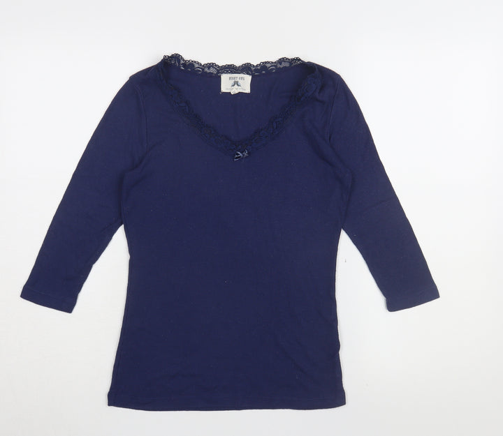 Night Owl Women's Blue Nightshirt M Lace V-Neck