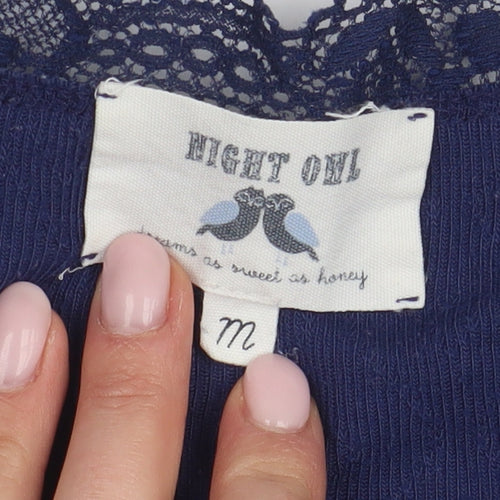 Night Owl Women's Blue Nightshirt M Lace V-Neck