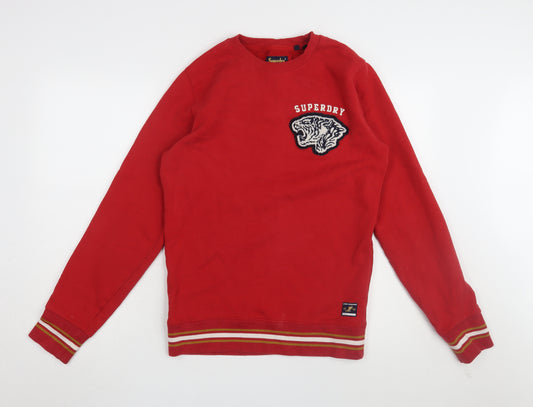 Superdry Men's Red Embroidered Pullover Sweatshirt S