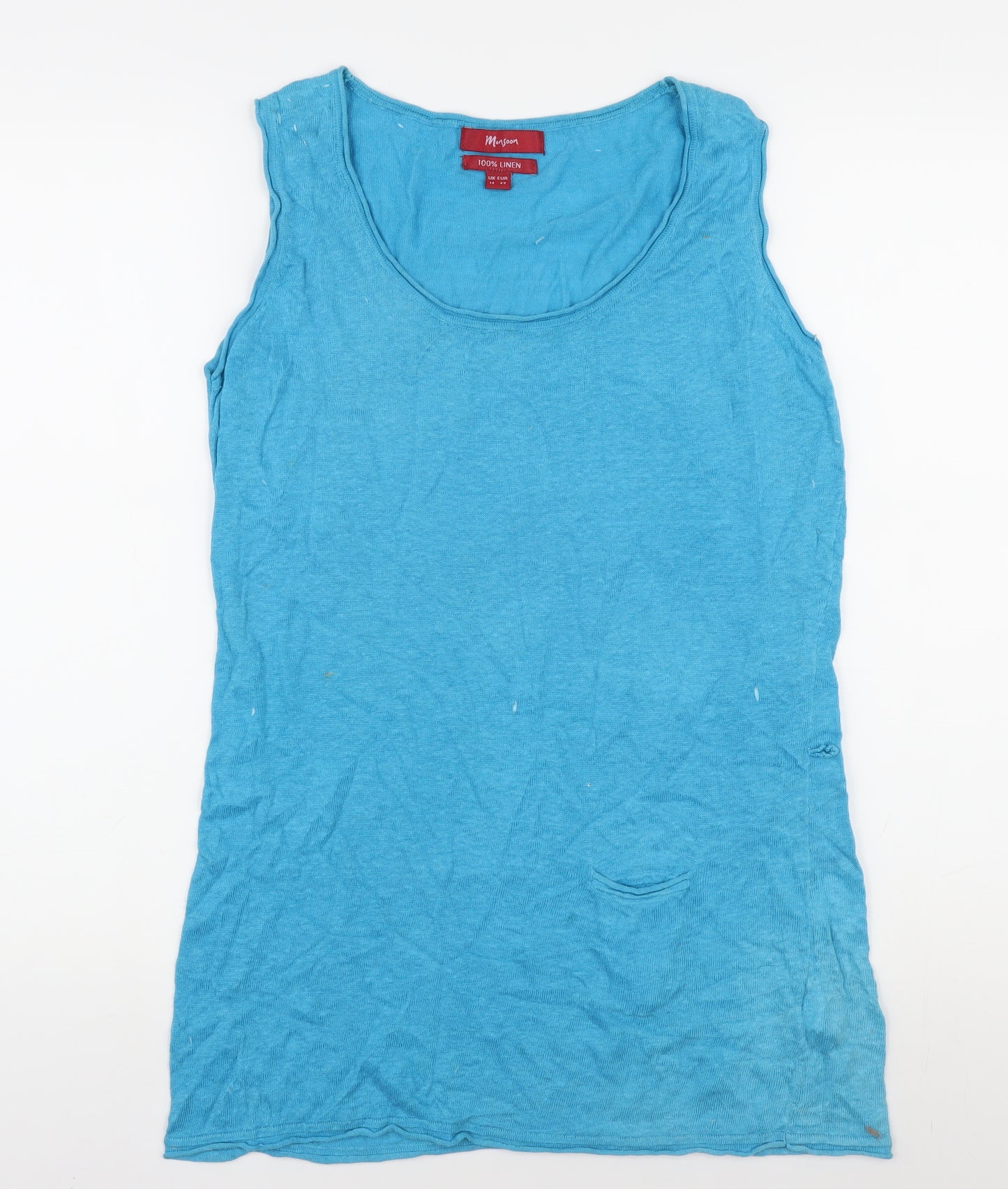 Monsoon Women’s Blue Linen Tank Top Size 14