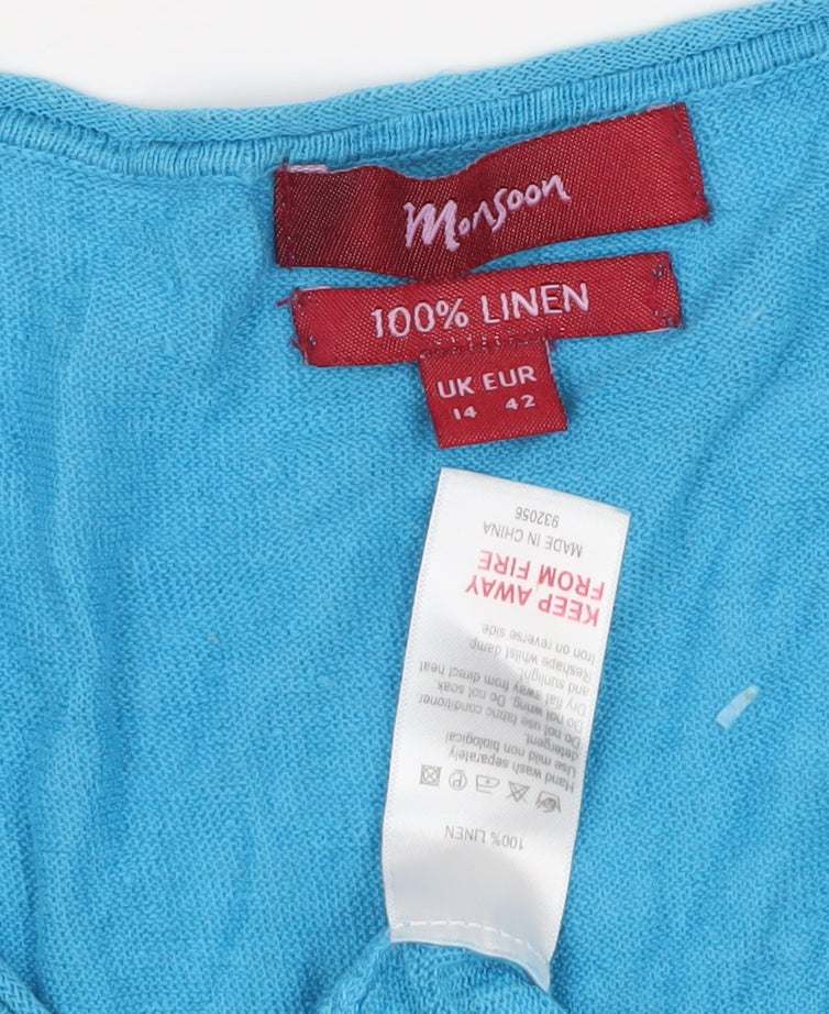 Monsoon Women’s Blue Linen Tank Top Size 14