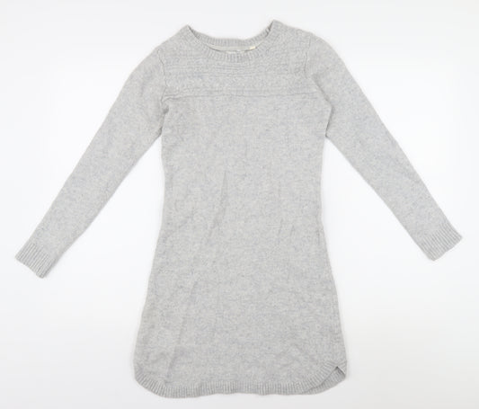 Fat Face Women's Grey Wool Jumper Size 8, Crew Neck