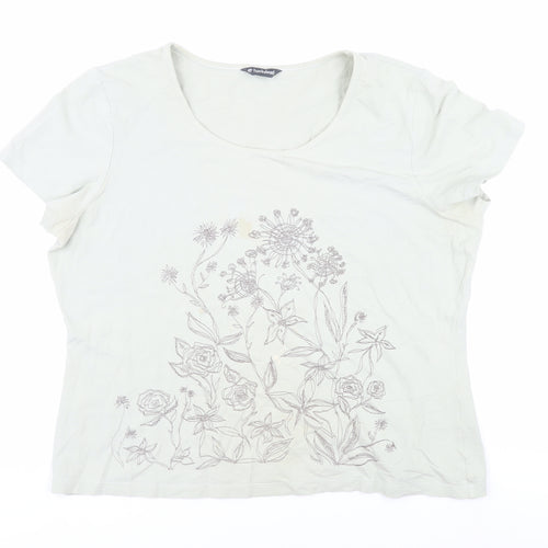Hawkshead Women's Ivory Floral T-Shirt, Size 18, Casual