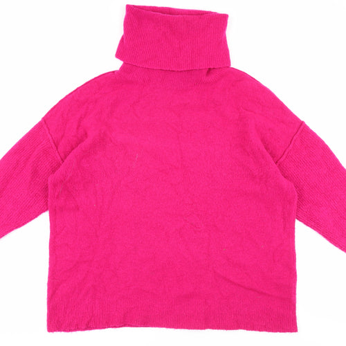 hush Women's Pink Roll Neck Wool Pullover Jumper, Size S