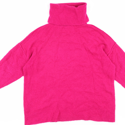 hush Women's Pink Roll Neck Wool Pullover Jumper, Size S