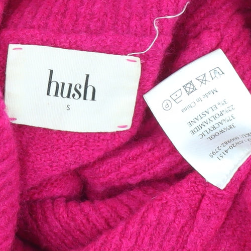 hush Women's Pink Roll Neck Wool Pullover Jumper, Size S